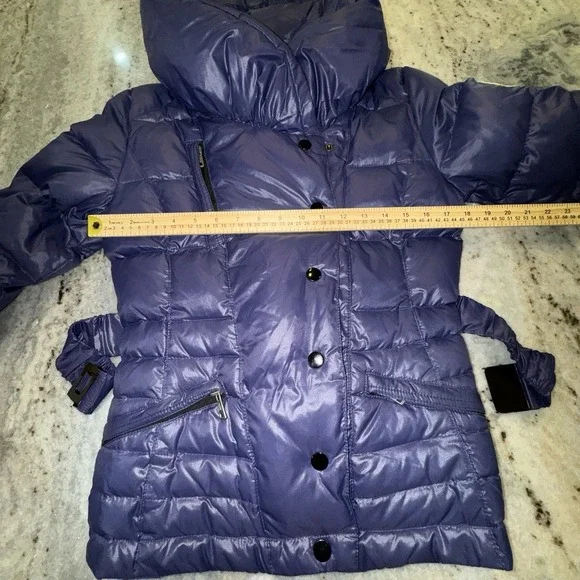 Moncler Size 2 Grenoble Puffer Down Feather Jacket 2010s Navy Blue Short Belted - Picture 8 of 14